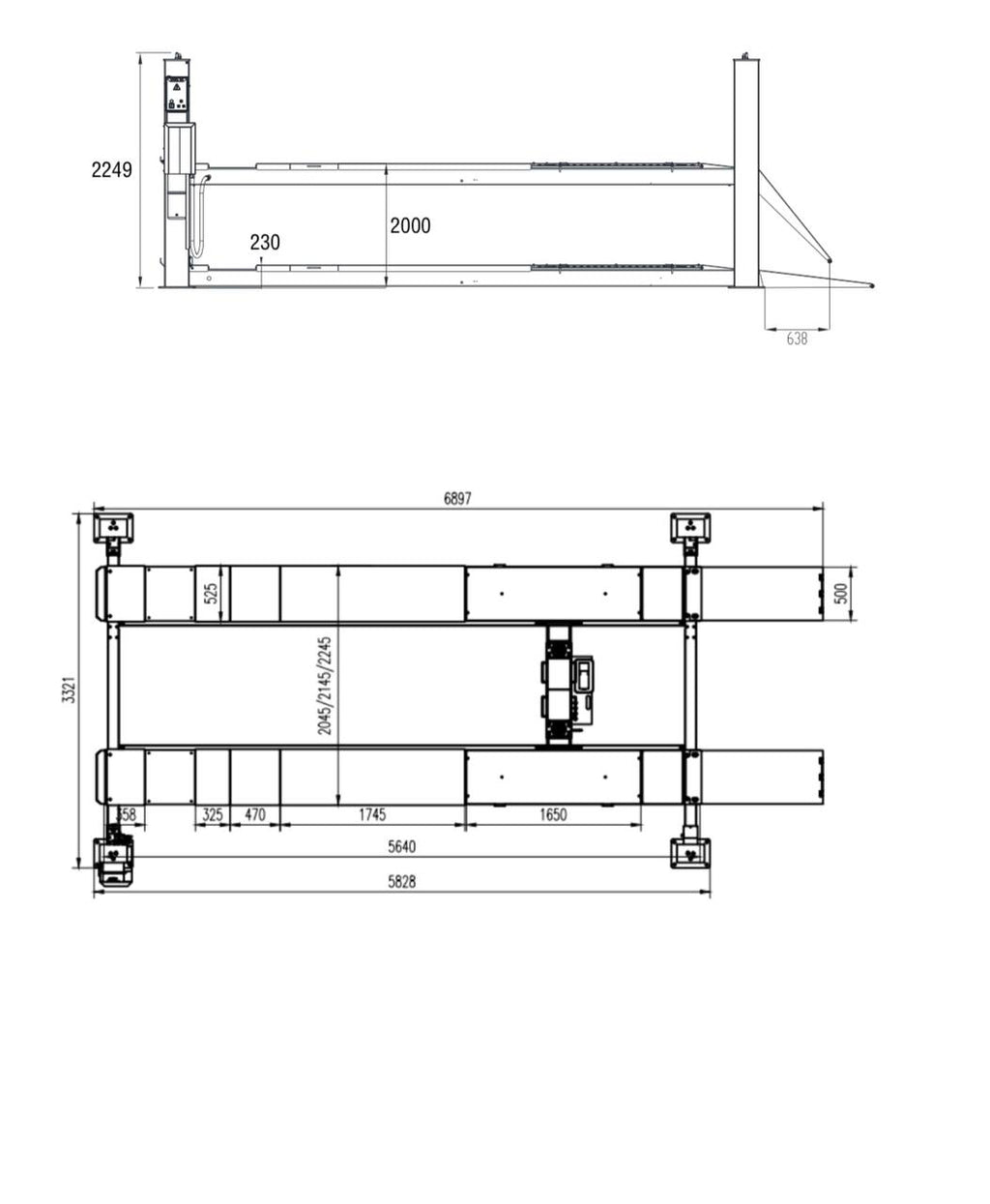 4 Post Alignment Lift 14,000 lb Lifting Capacity