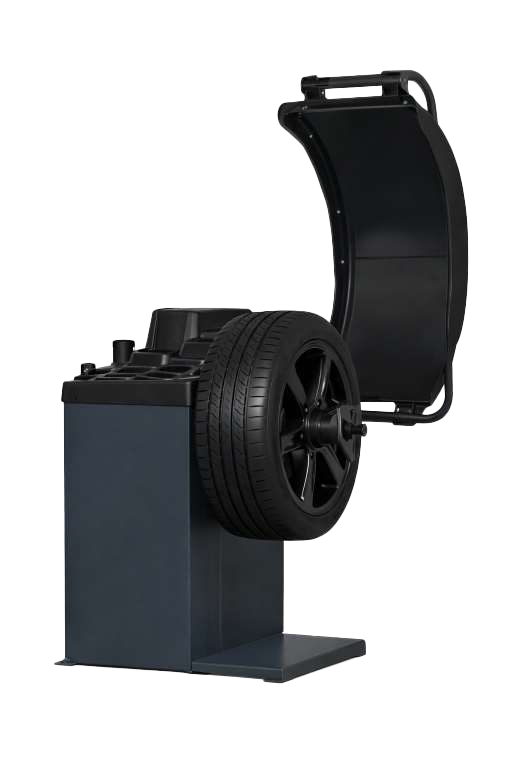 Semi-auto wheel balancer with aluminum ruler and digital display
