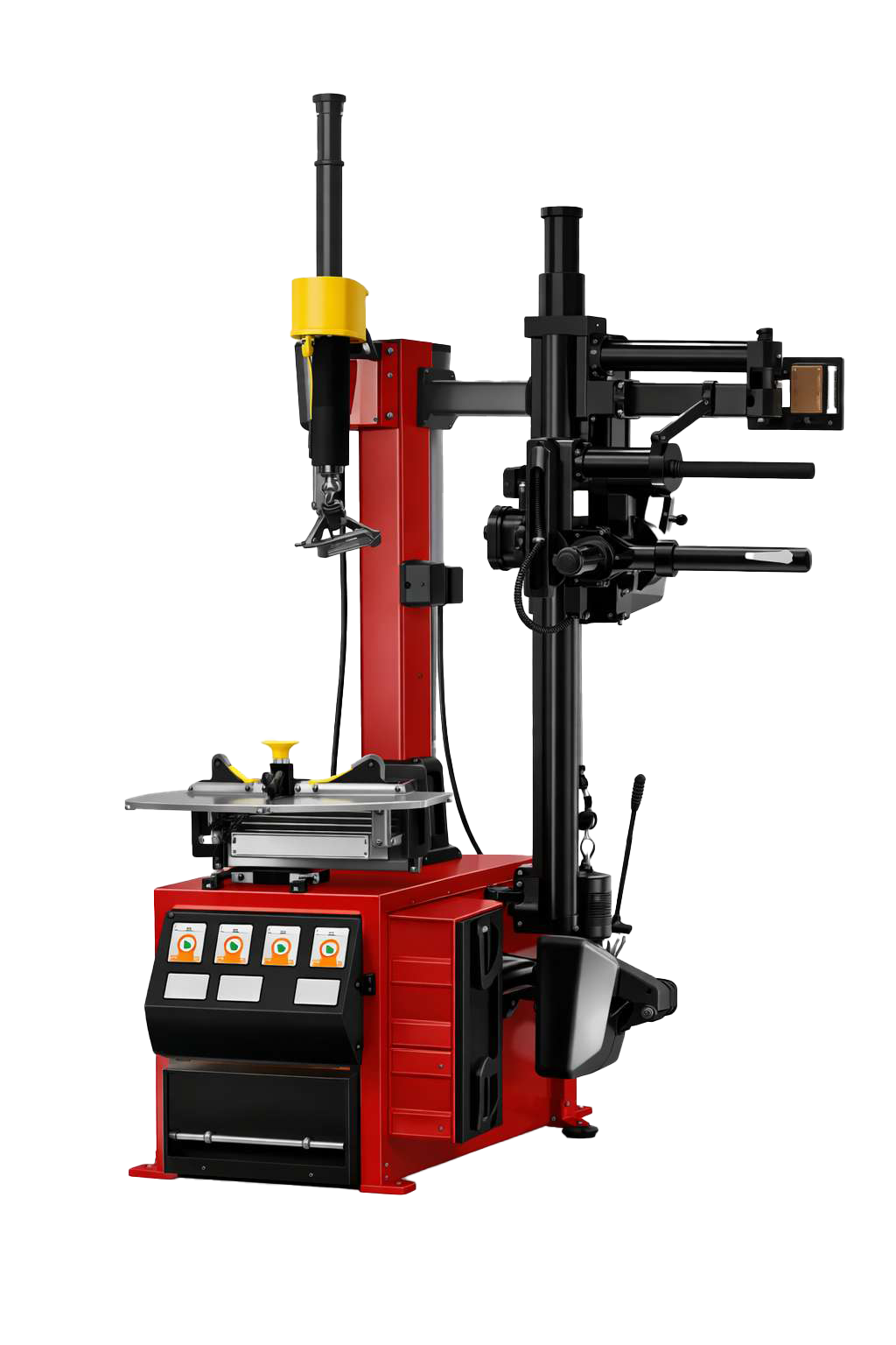 Italian design tilt tire changer with chrome-plated cylinder
